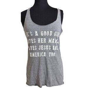 Charlie Southern "She Loves Jesus & America, Too" Gray Racerback Women's Size S